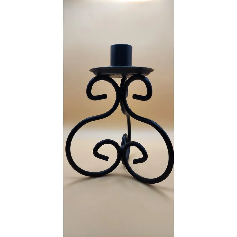 Black Metal Scrollwork Taper Candle Holder 6